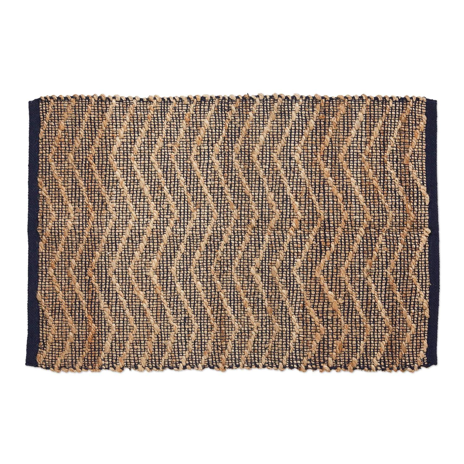 Design Imports Natural Jute Chevron - French Blue - 2 X 3 Ft