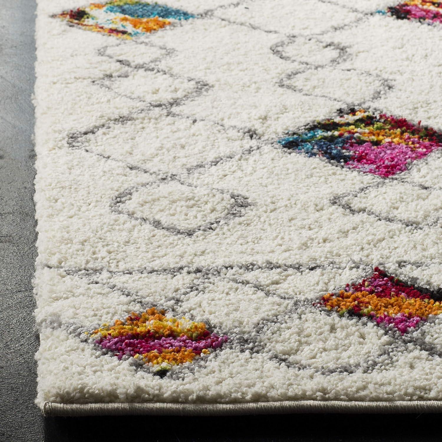 Fiesta Shag FSG361 Power Loomed Area Rug - Cream/Multi - 4'x6' - Safavieh.