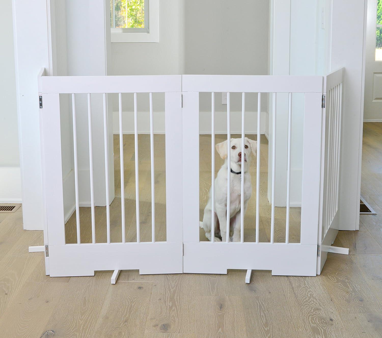 Cardinal Gates 4PG 4-Panel Freestanding Pet Gate - Adjustable Wooden Dog Gate