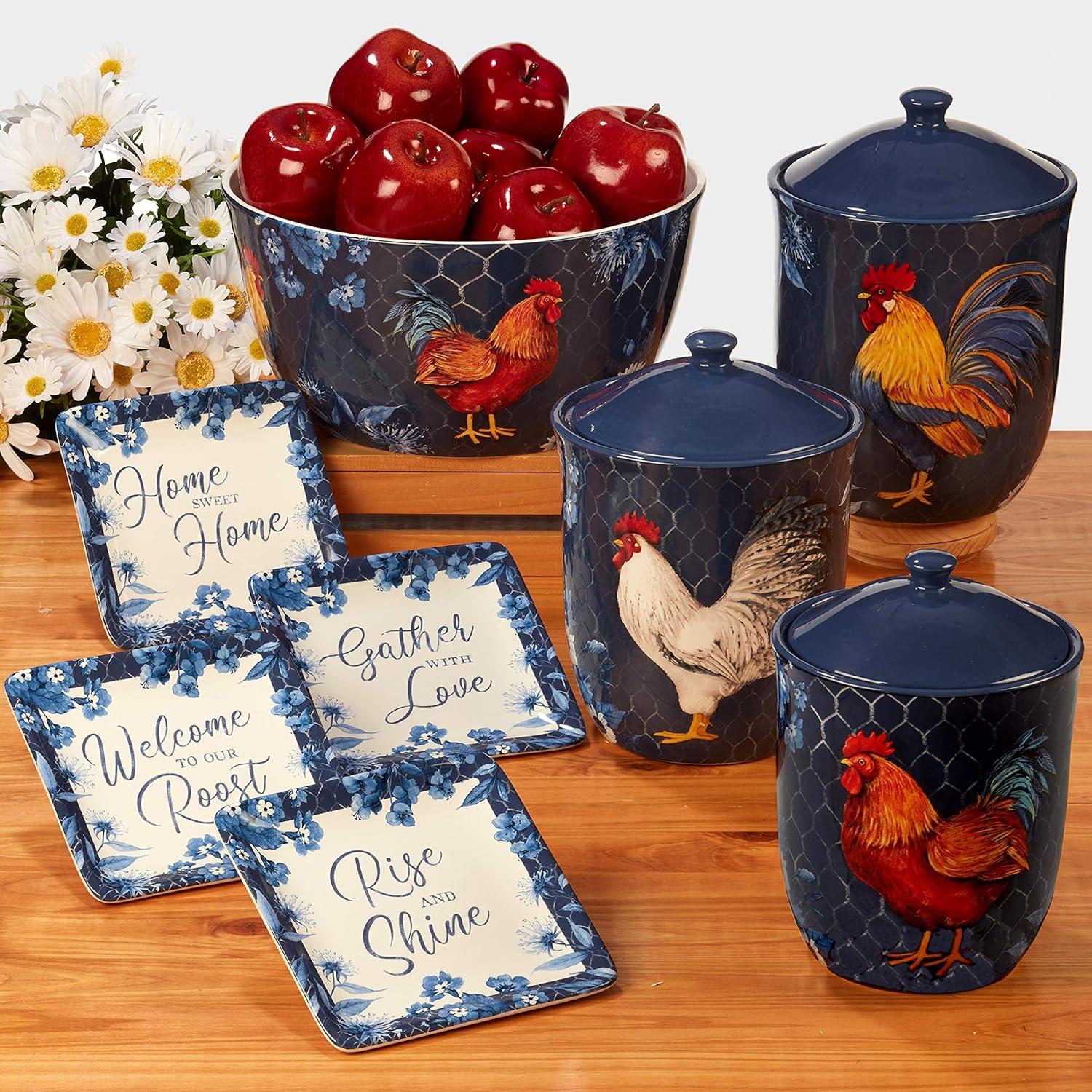 Certified International  Indigo Rooster 16-piece Dinnerware Set, Service for 4