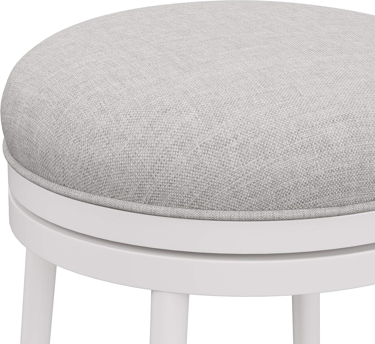 Aubrie Backless 26" Swivel Counter Height Barstool Off White/Silver - Hillsdale Furniture: Round Upholstered Metal Frame