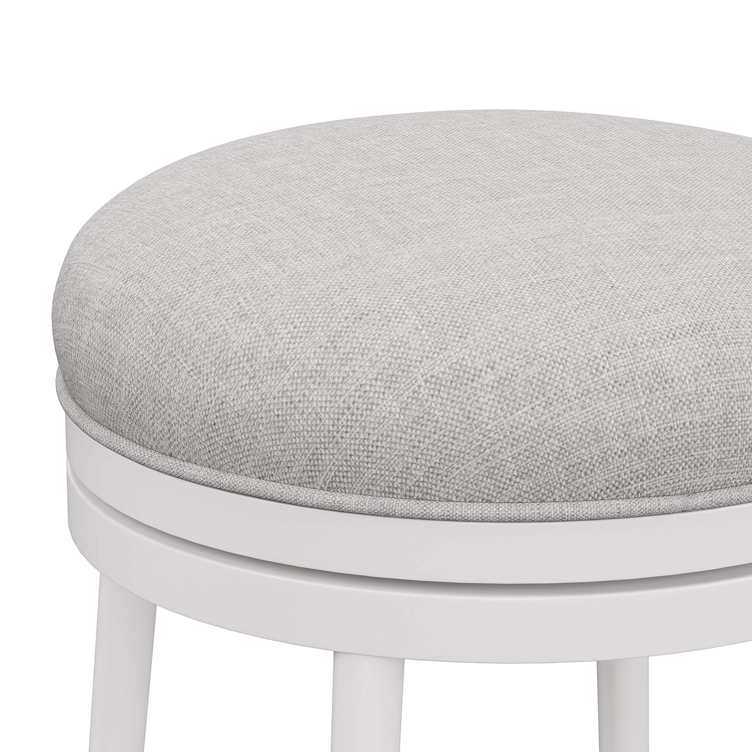 Aubrie Backless 26" Swivel Counter Height Barstool Off White/Silver - Hillsdale Furniture: Round Upholstered Metal Frame