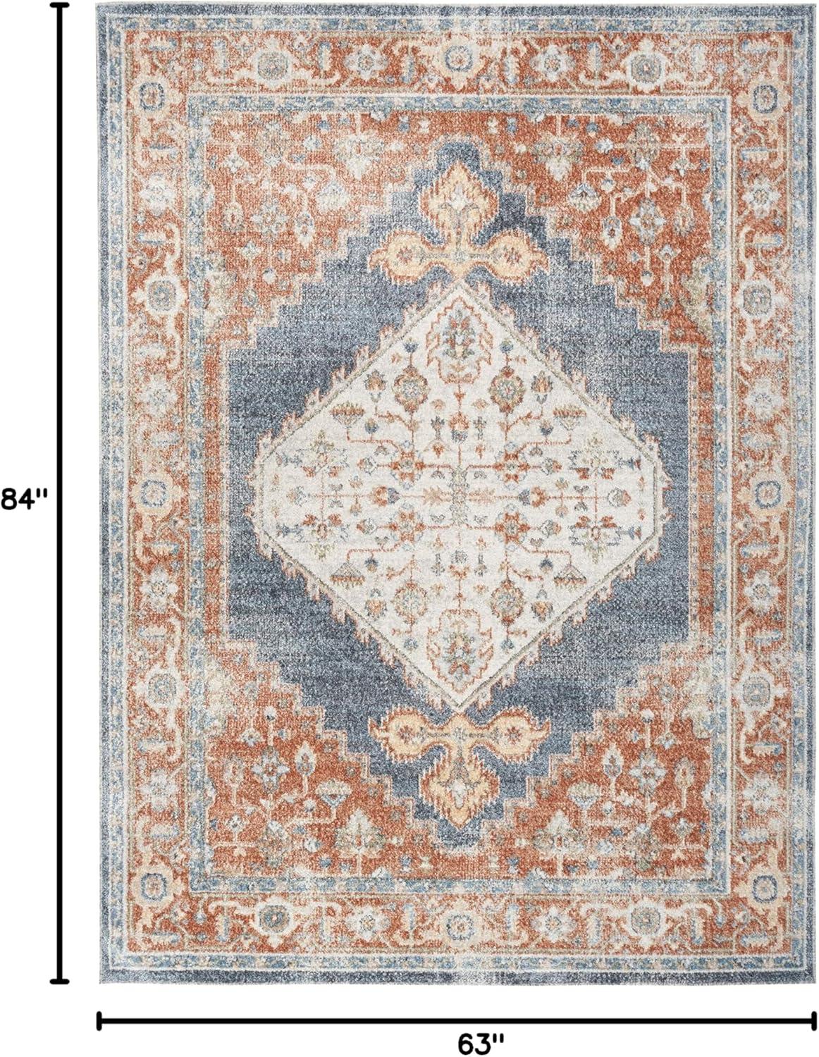 Nourison Astra Machine Washable Vintage Persian Indoor Rug Denim Multi 5'3" x 7'