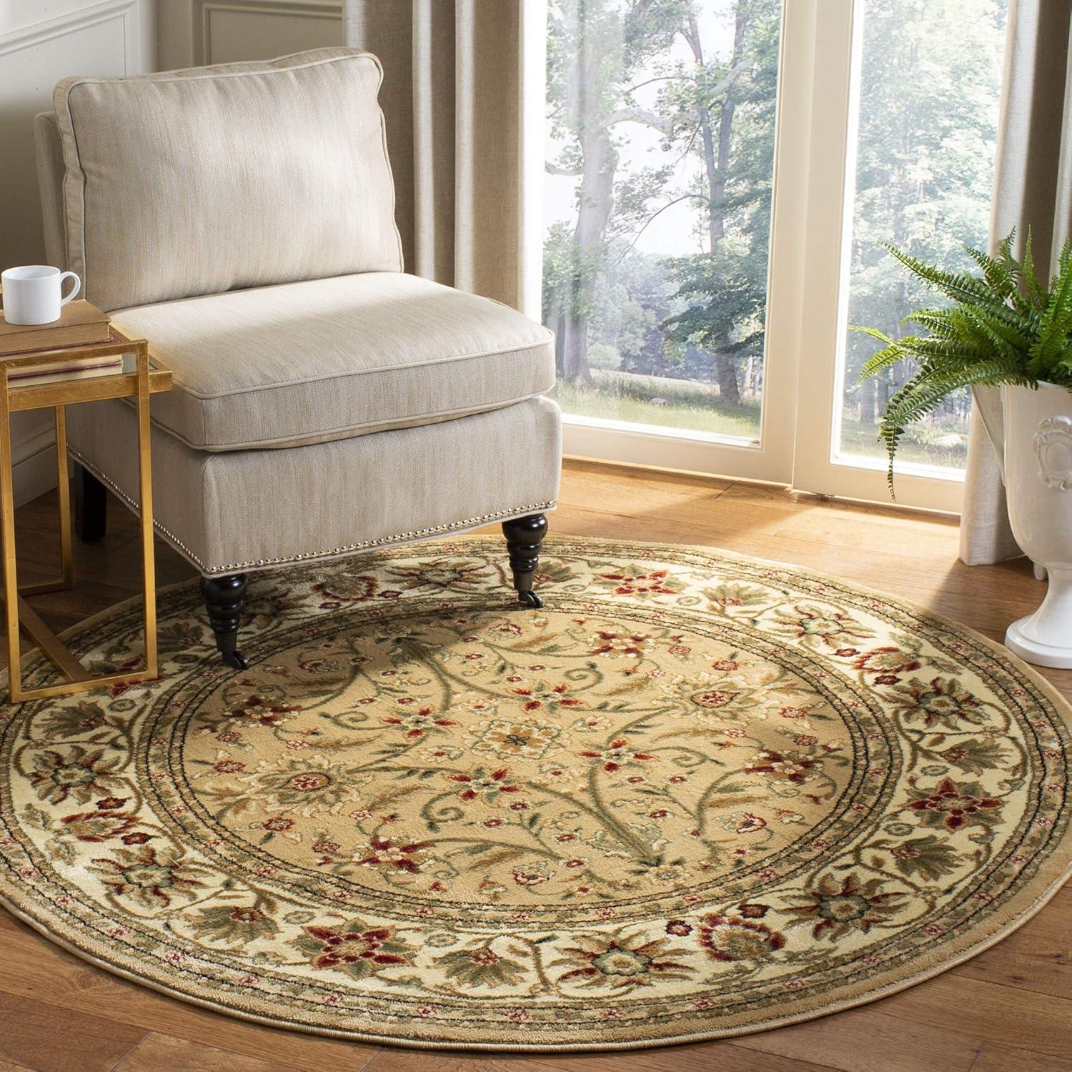Lyndhurst LNH212 Power Loomed Area Rug - Sage/Ivory - 8' Round - Safavieh