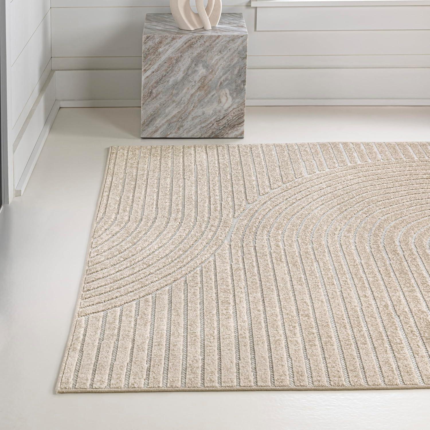 JONATHAN Y Skagen High-Low Minimalist Curve Geometric Indoor/Outdoor Area Rug