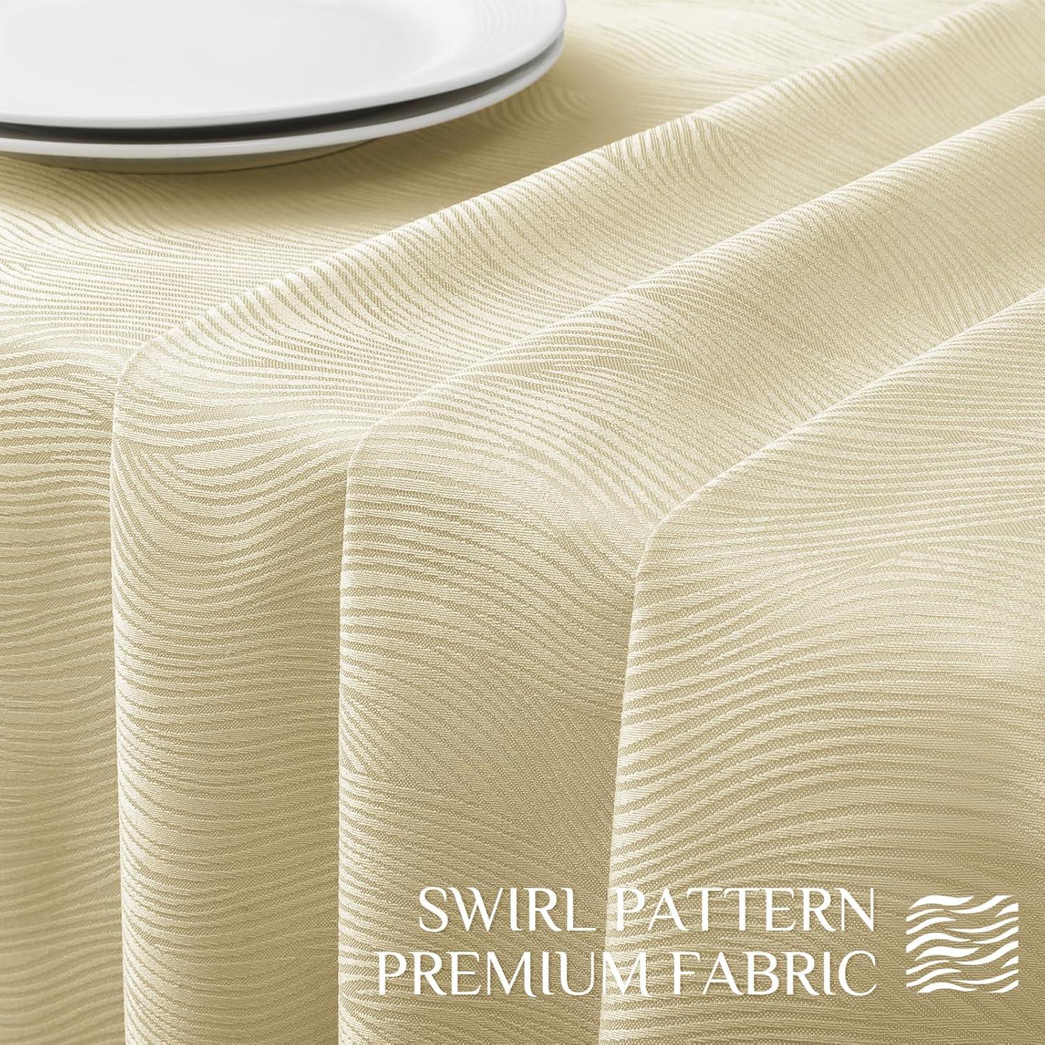 Softalker Jacquard Rectangle Tablecloth, Swirl Design Waterproof Stain Resistant Table Cover Wrinkle Free Heavy Weight Table Cloths for Dinner/Parties/Holiday - 60 x 104 Inch, Ivory