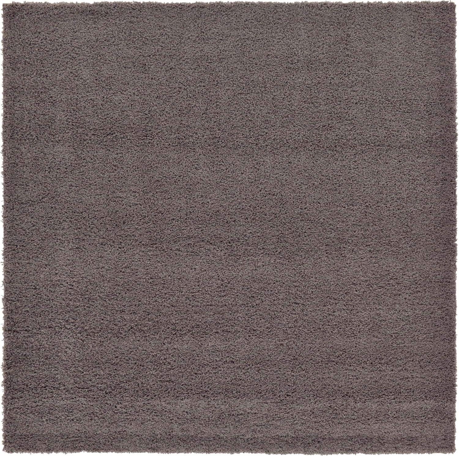 Unique Loom Solid Shag Collection Area Rug (8' Square Graphite Gray)