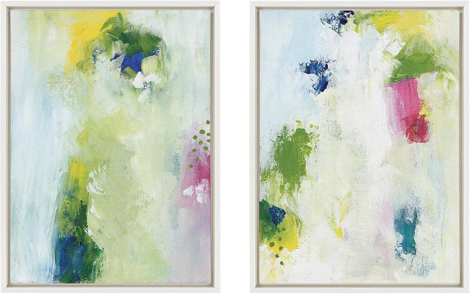 Kate and Laurel Sylvie Dreamy Maple Forest I and II Framed Canvas Wall Art Set by Nikita Jariwala, 2 Piece Set 18x24 White, Soft Abstract Brushstrokes Art Set for Wall Decor