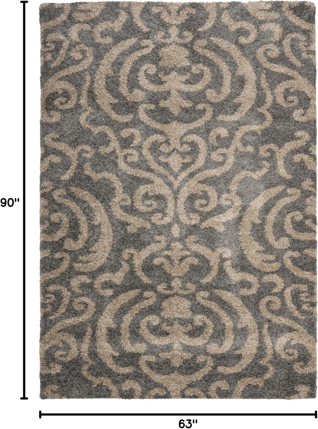 Florida Shag SG462 Power Loomed Indoor Area Rug - Grey/Beige - 5'3"x7'6" - Safavieh.