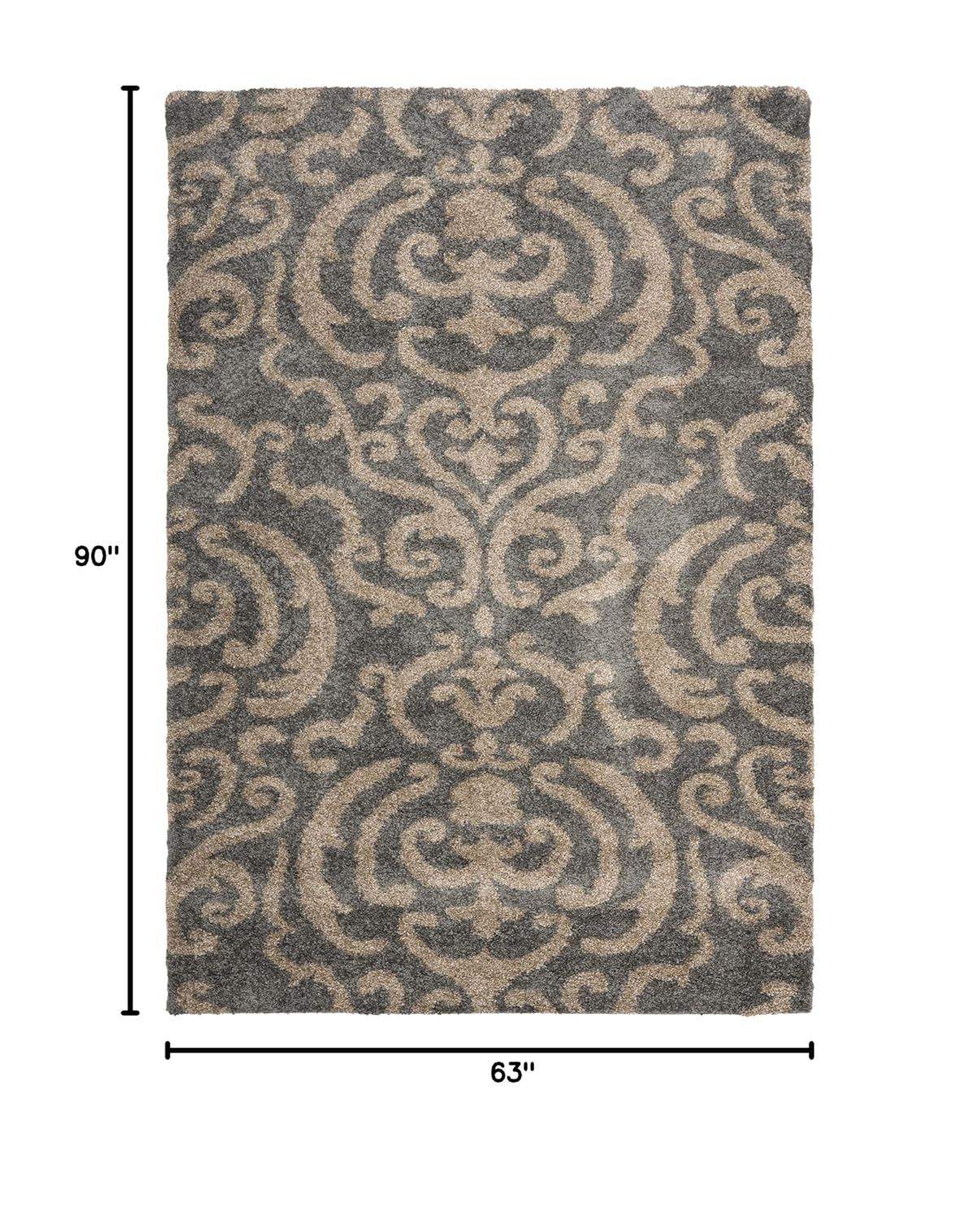 Florida Shag SG462 Power Loomed Indoor Area Rug - Grey/Beige - 5'3"x7'6" - Safavieh.