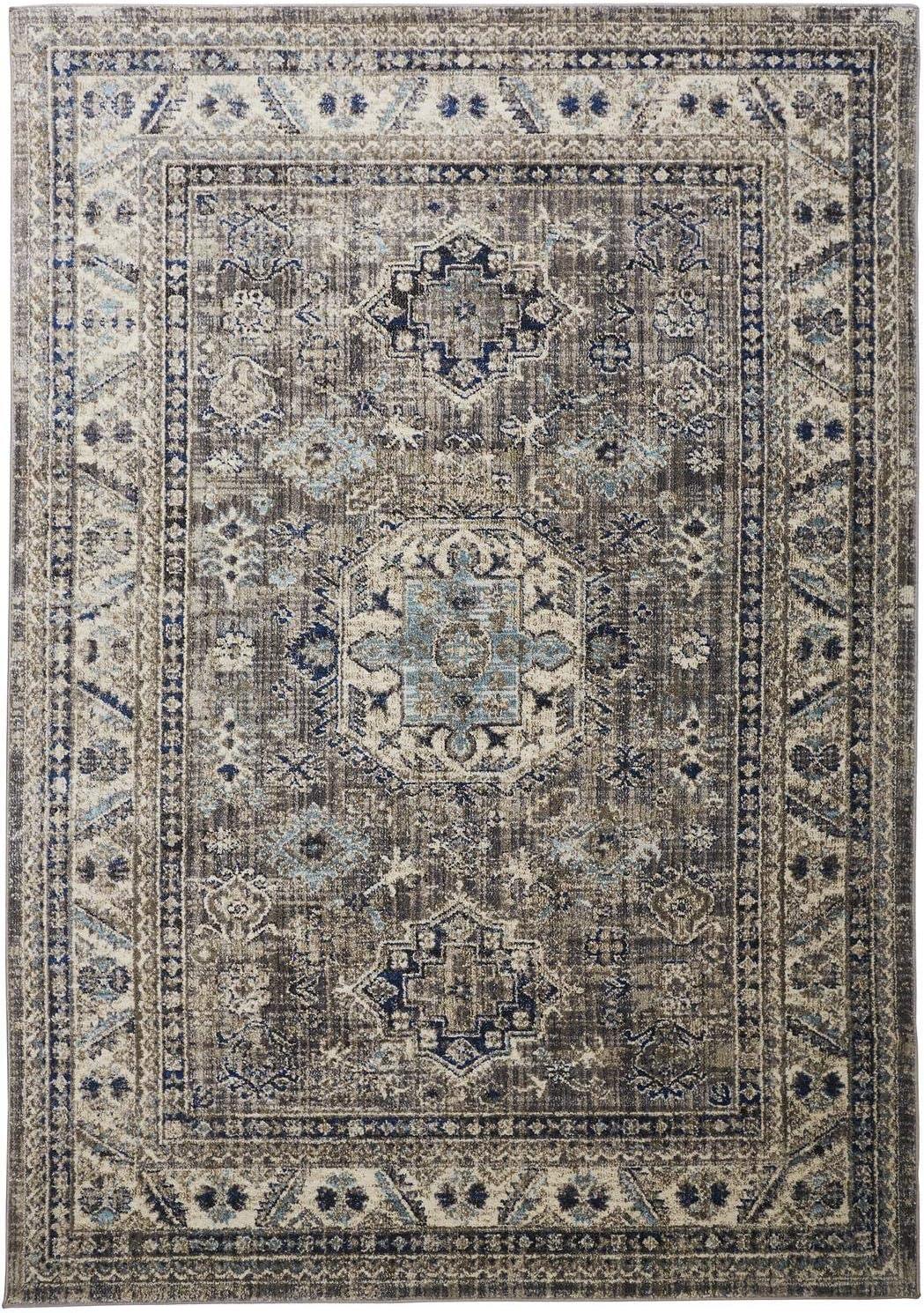 23'' Vintage Bohemian Rectangular Rug in Warm Spice and Cool Stone