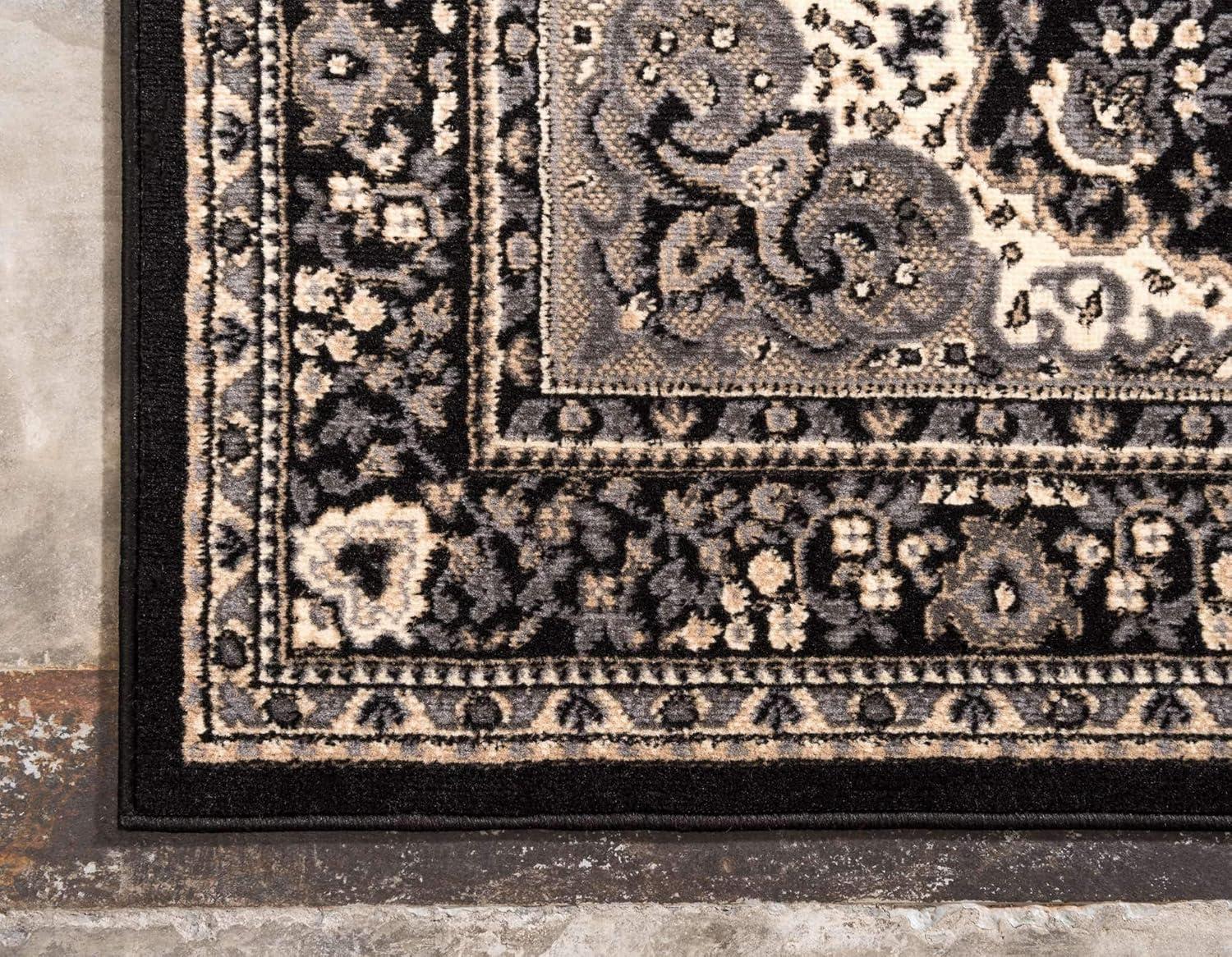 Elegant Medallion 9' x 12' Synthetic Area Rug in Red, Black, and Cream