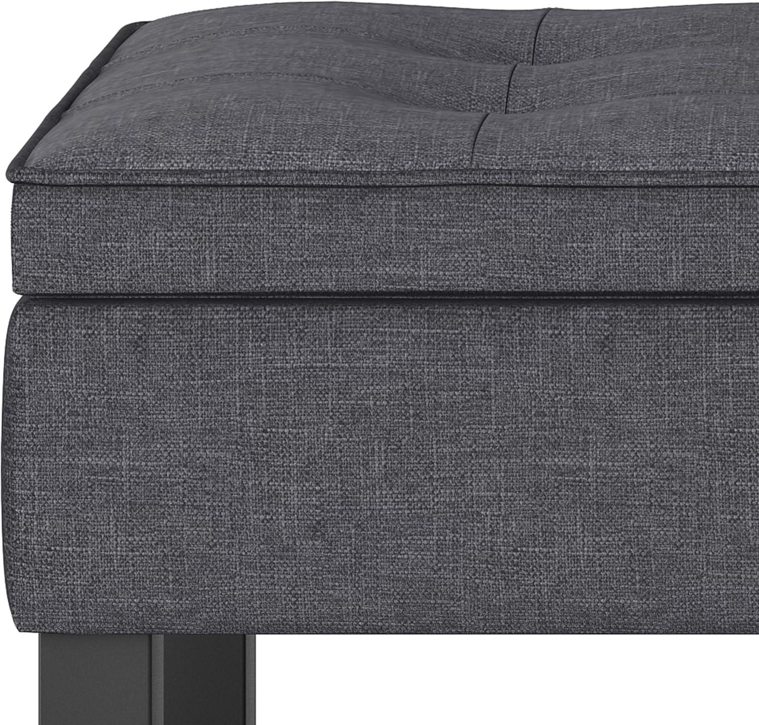 Simpli Home Saxon 43"W Tufted Transitional Storage Ottoman Bench with with Lift-Top Lid