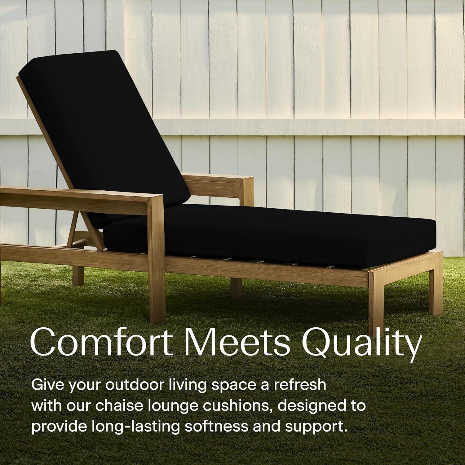 Honeycomb Outdoor Chaise Lounge Cushion - Sunbrella Canvas Black