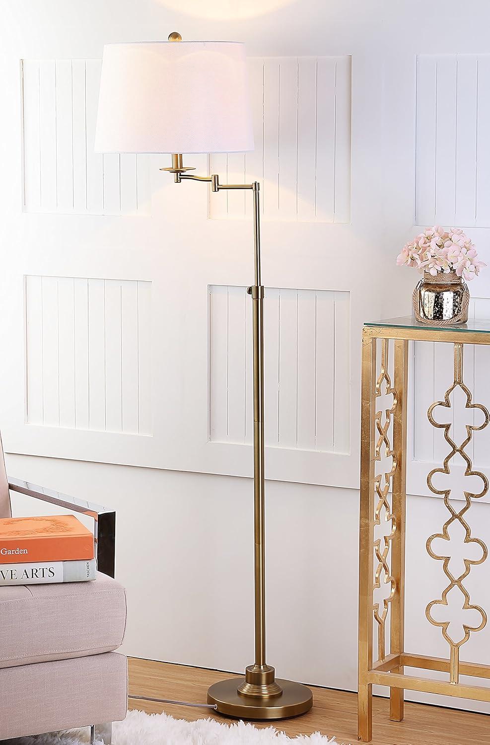 SAFAVIEH Nadia 64.25 in. H Solid Glam Floor Lamp, Gold/Off-White Shade