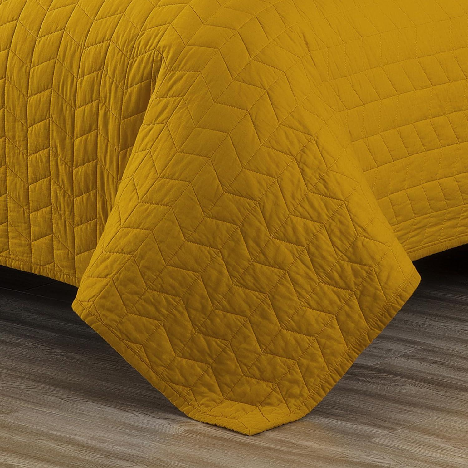 Chezmoi Collection Solid Color Embroidery Stitching Cotton Quilt Sets Cotton Quilt Set