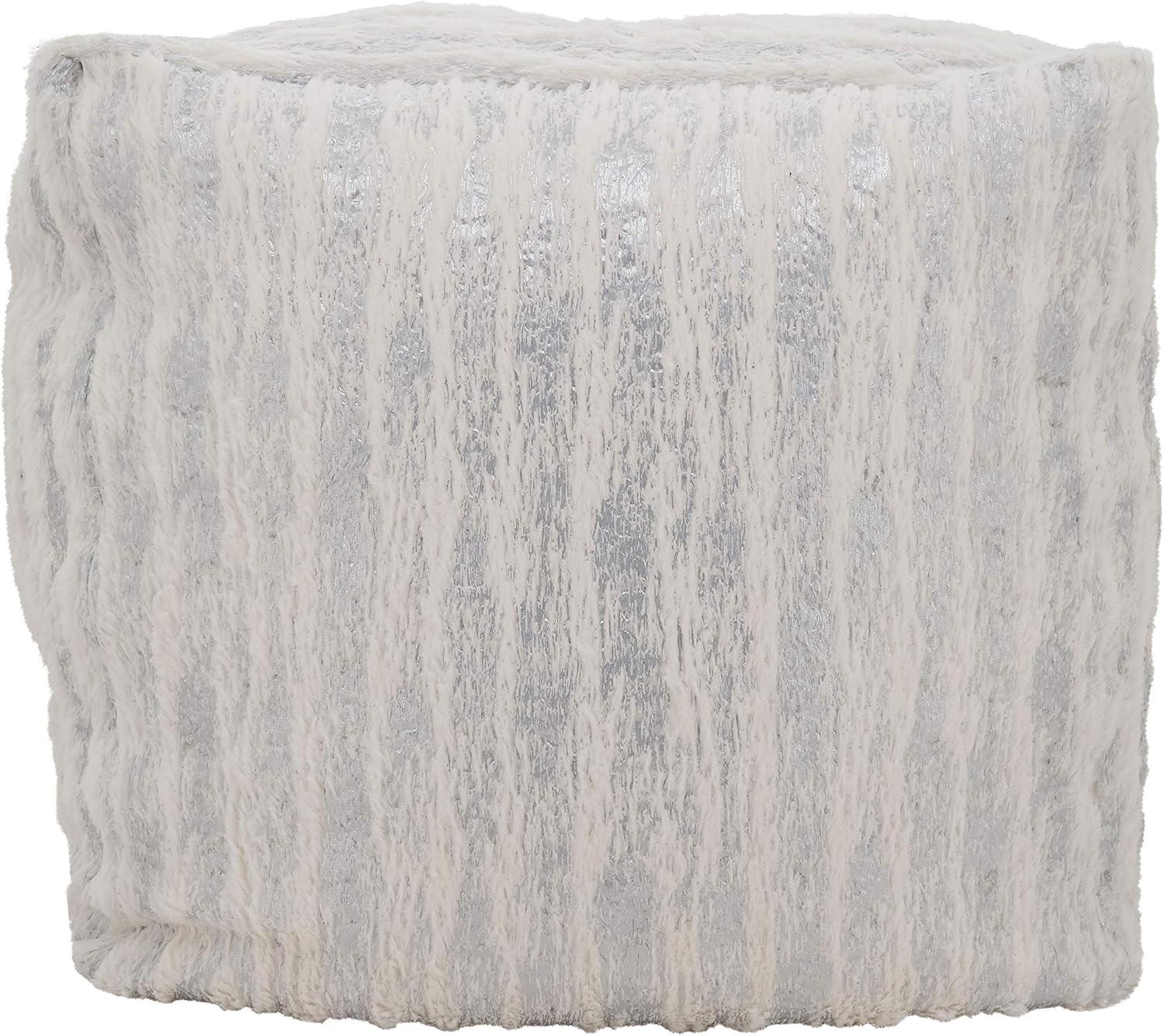 Saro Lifestyle Floor Pouf With Foil Print Faux Fur Design