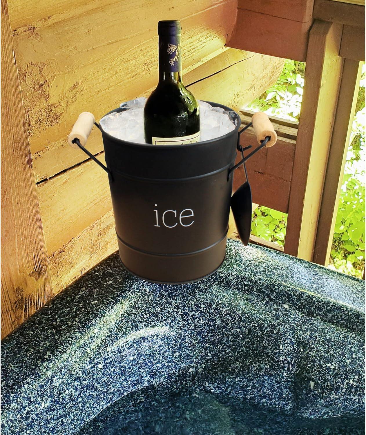 AuldHome Design Black Farmhouse Enamelware Ice Bucket; Retro Style Insulated Metal Ice Server