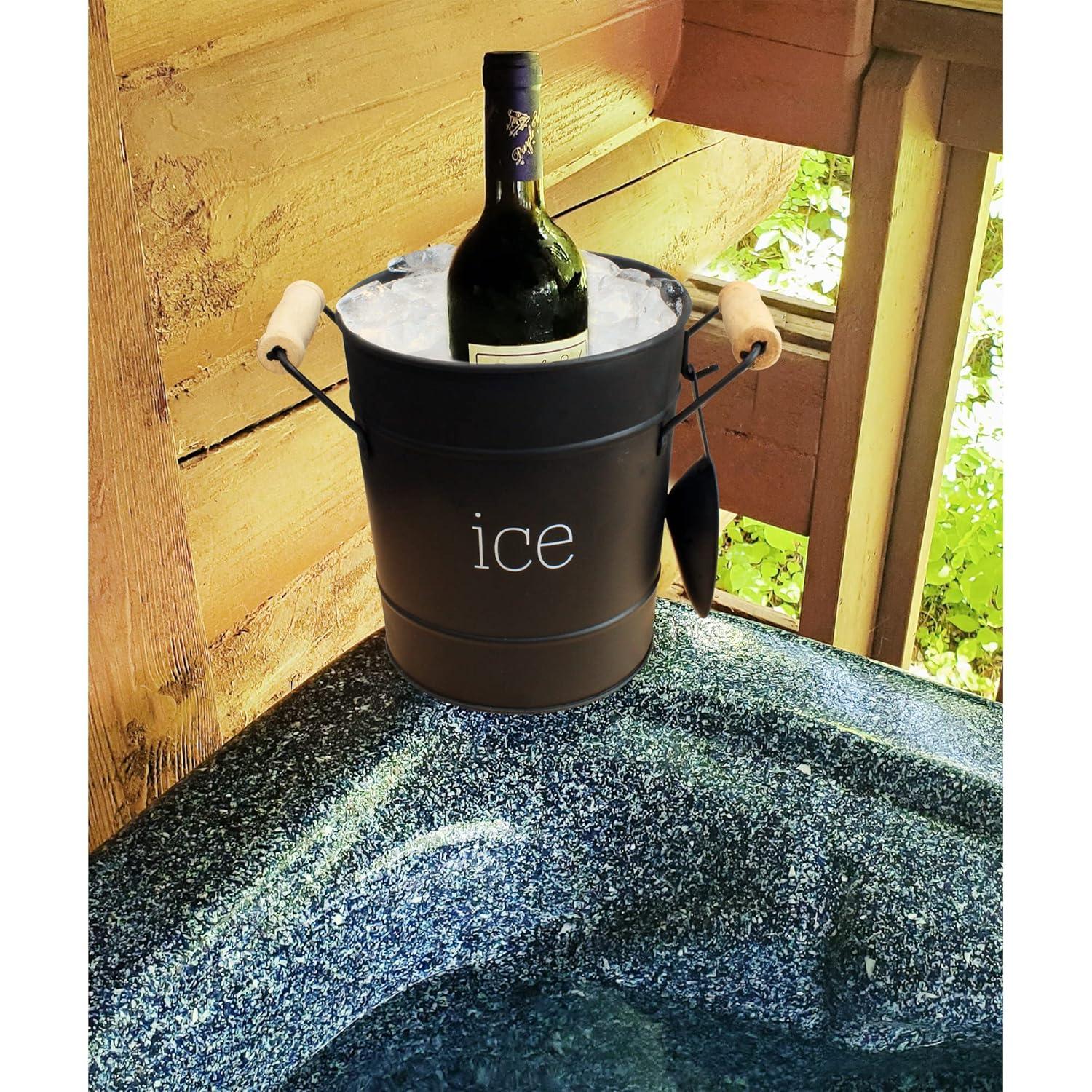 AuldHome Design Black Farmhouse Enamelware Ice Bucket; Retro Style Insulated Metal Ice Server
