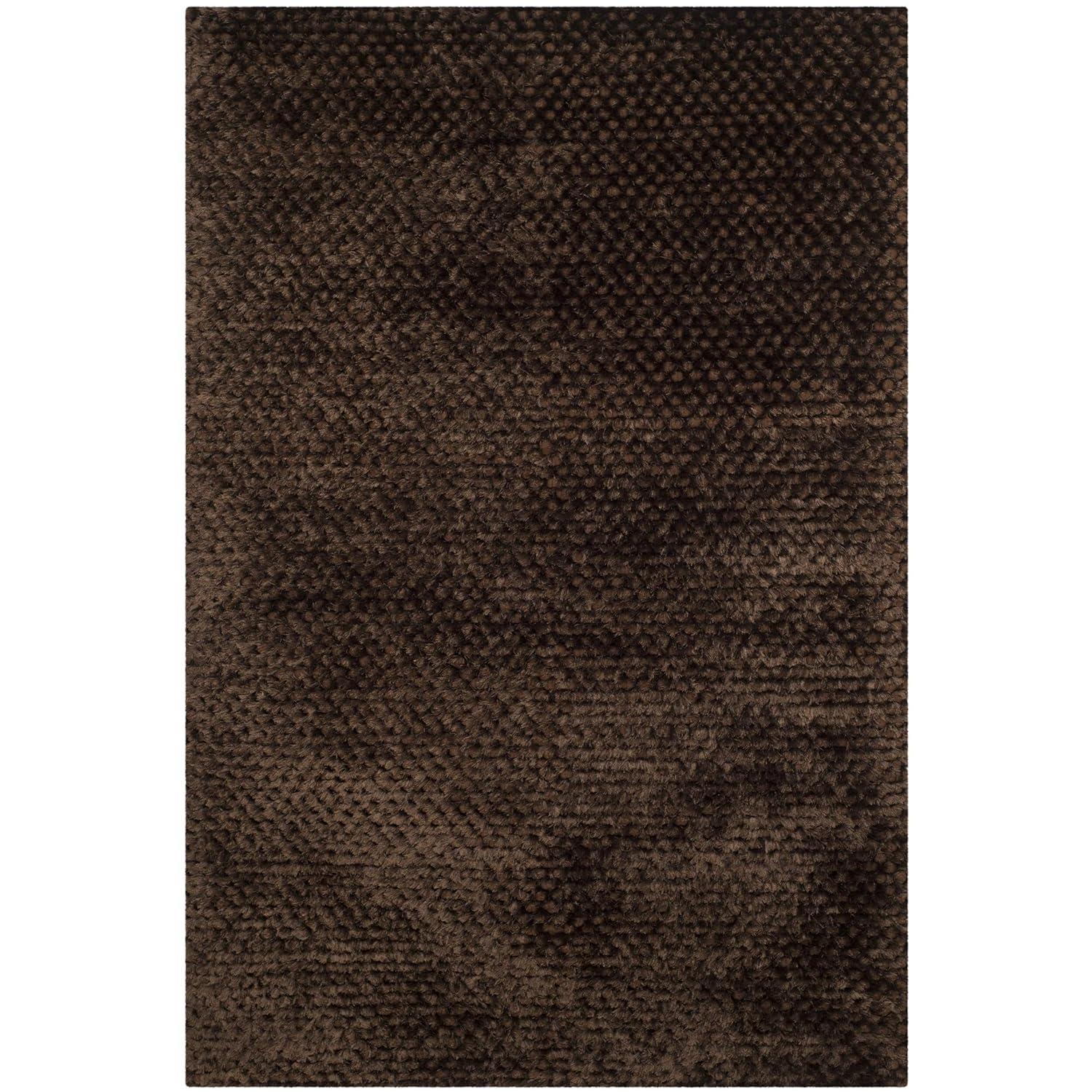 Saint Tropez Shag STS641 Hand Woven Area Rug - Chocolate - 5'x8' - Safavieh.