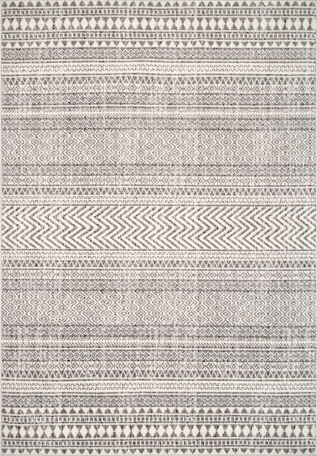 Catherina Gray Geometric Patterned 7x9 Area Rug