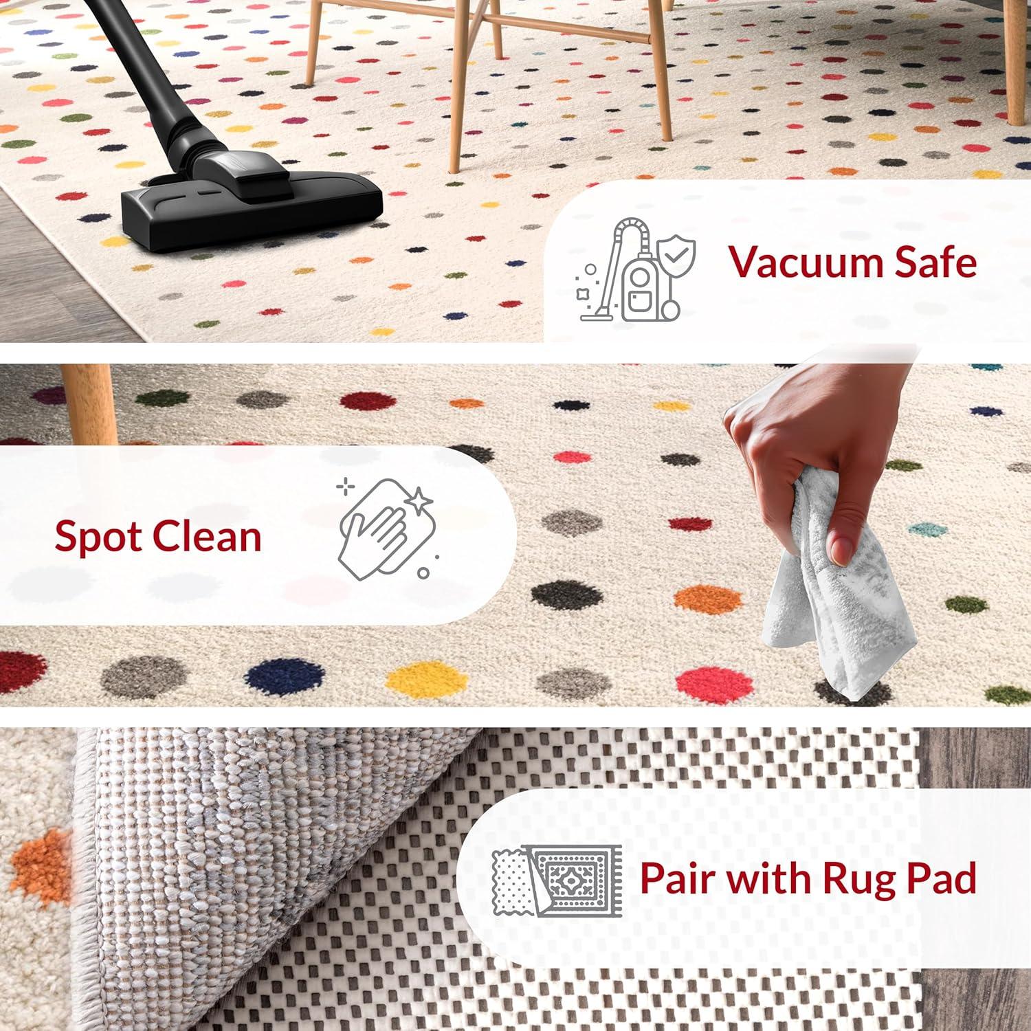 Nuloom Dorie Polka Dot 9x12 Indoor Area Rug for Living Room Bedroom Dining Room Kitchen, Multicolor/Ivory