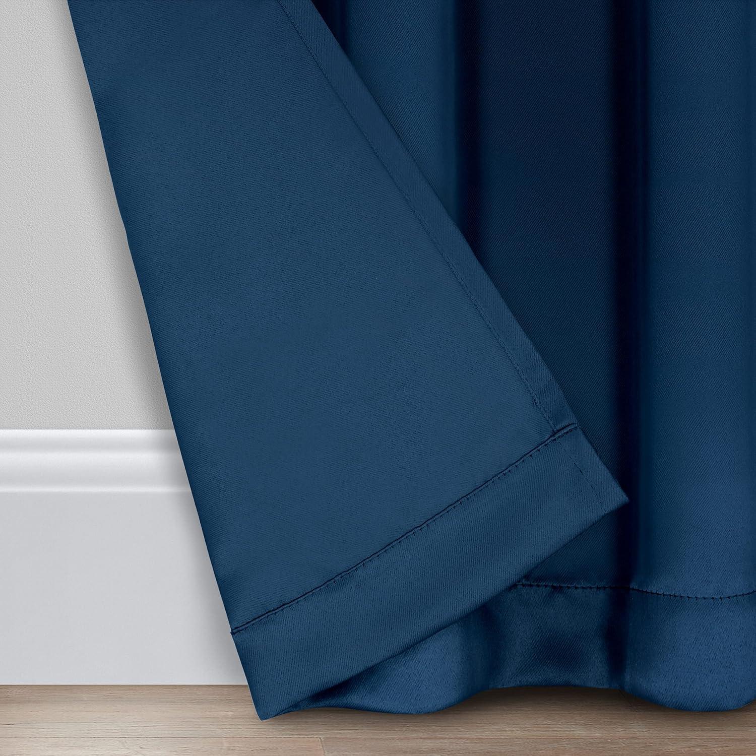 Indigo Blackout Thermal Rod Pocket Window Curtains, 37 x 84 Inch