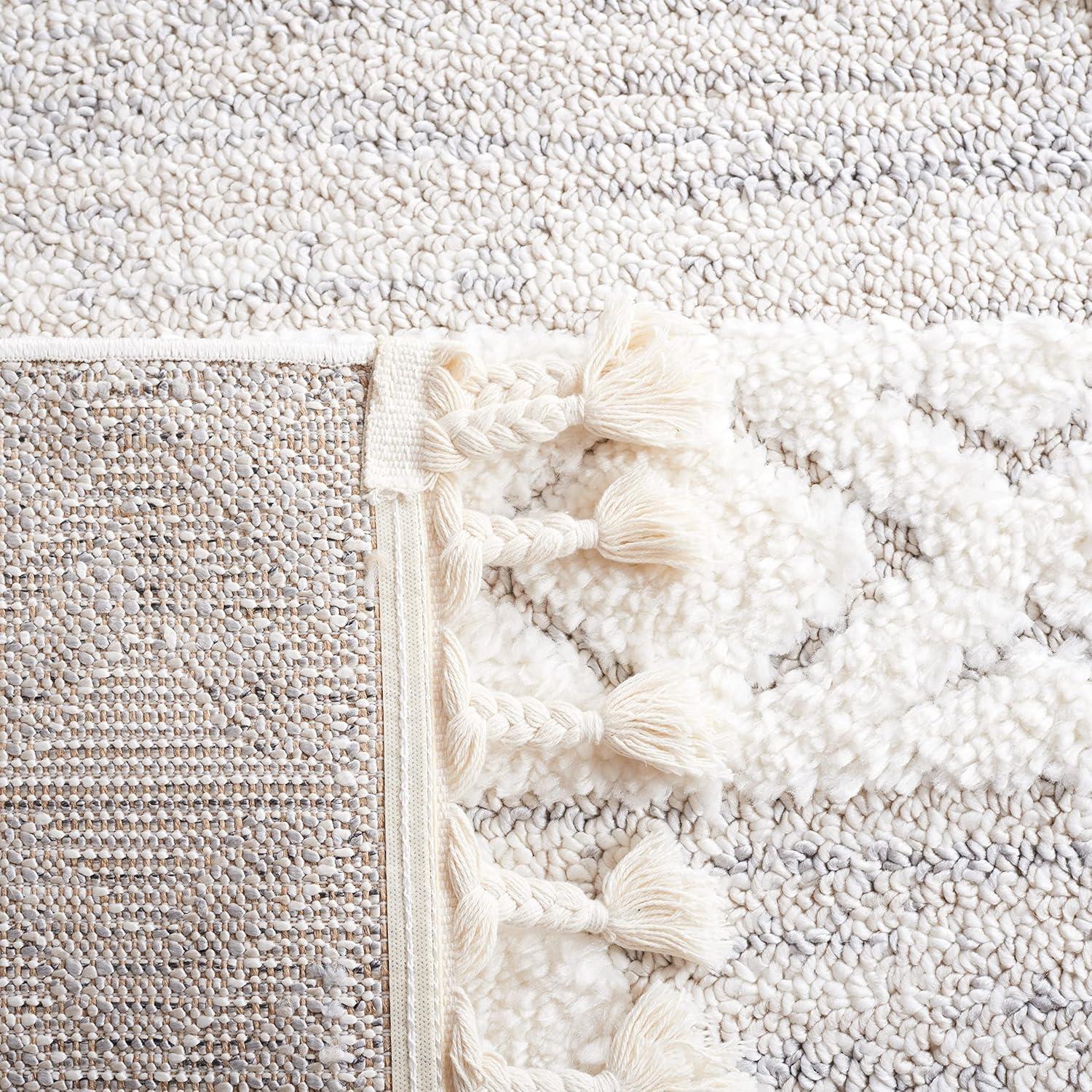 Moroccan Tassel Shag MTS640 Power Loomed Indoor Area Rug - Ivory/Beige - 6'7"x6'7" - Safavieh