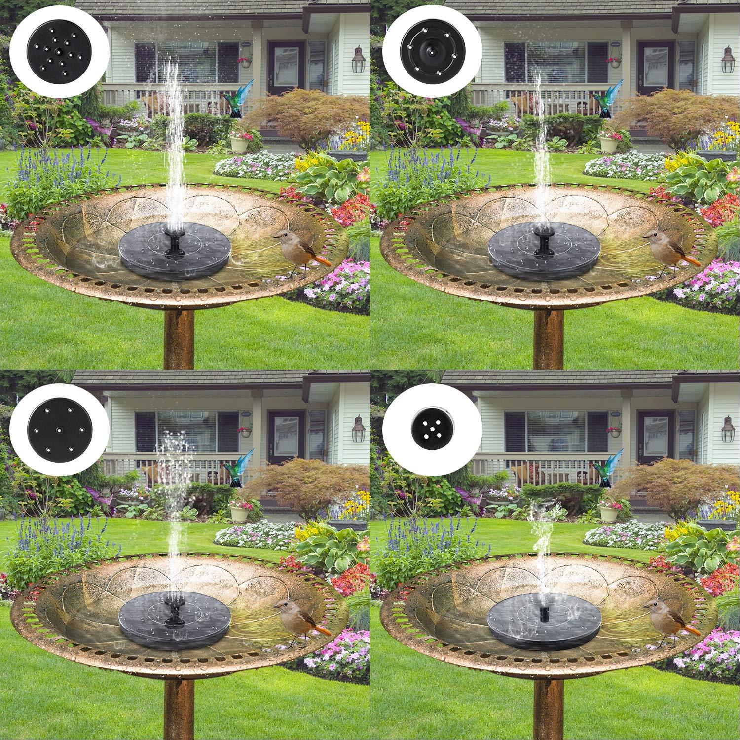 Solar Bird Bath Fountain Pump, Upgrade 3.5W Solar Fountain with 6 Nozzle, Free Standing Floating Solar Powered
