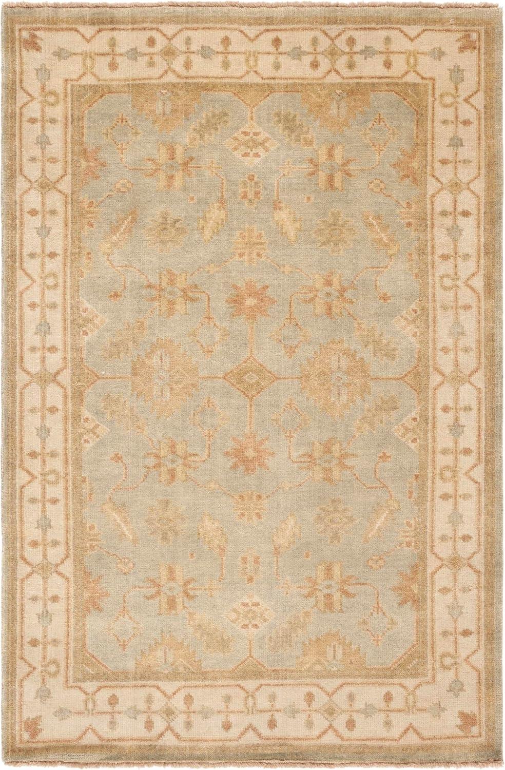 Oushak OSH141 Hand Knotted Area Rug - Soft Green/Ivory - 4'x6' - Safavieh.