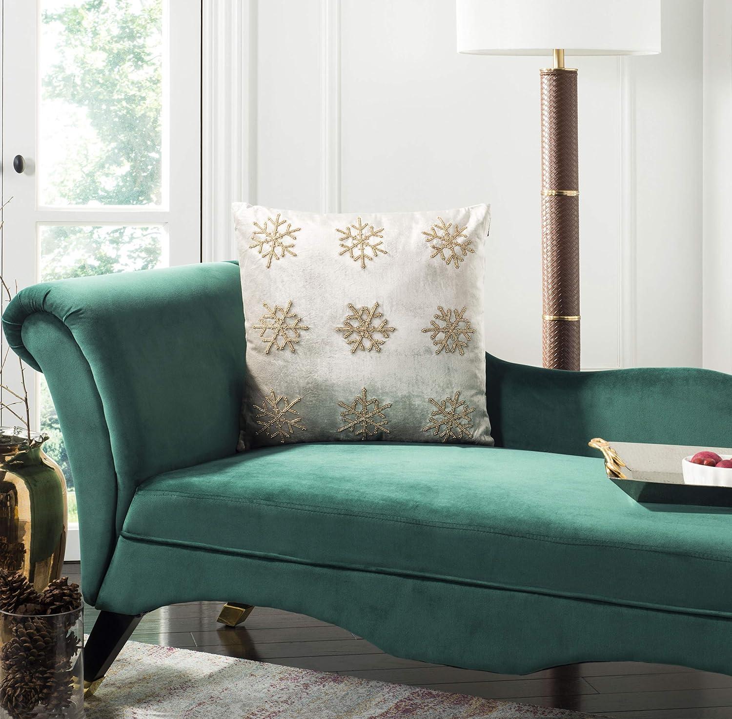 Sydnee Snowflake Pillow - Beige/Gold - 12"X20" - Safavieh