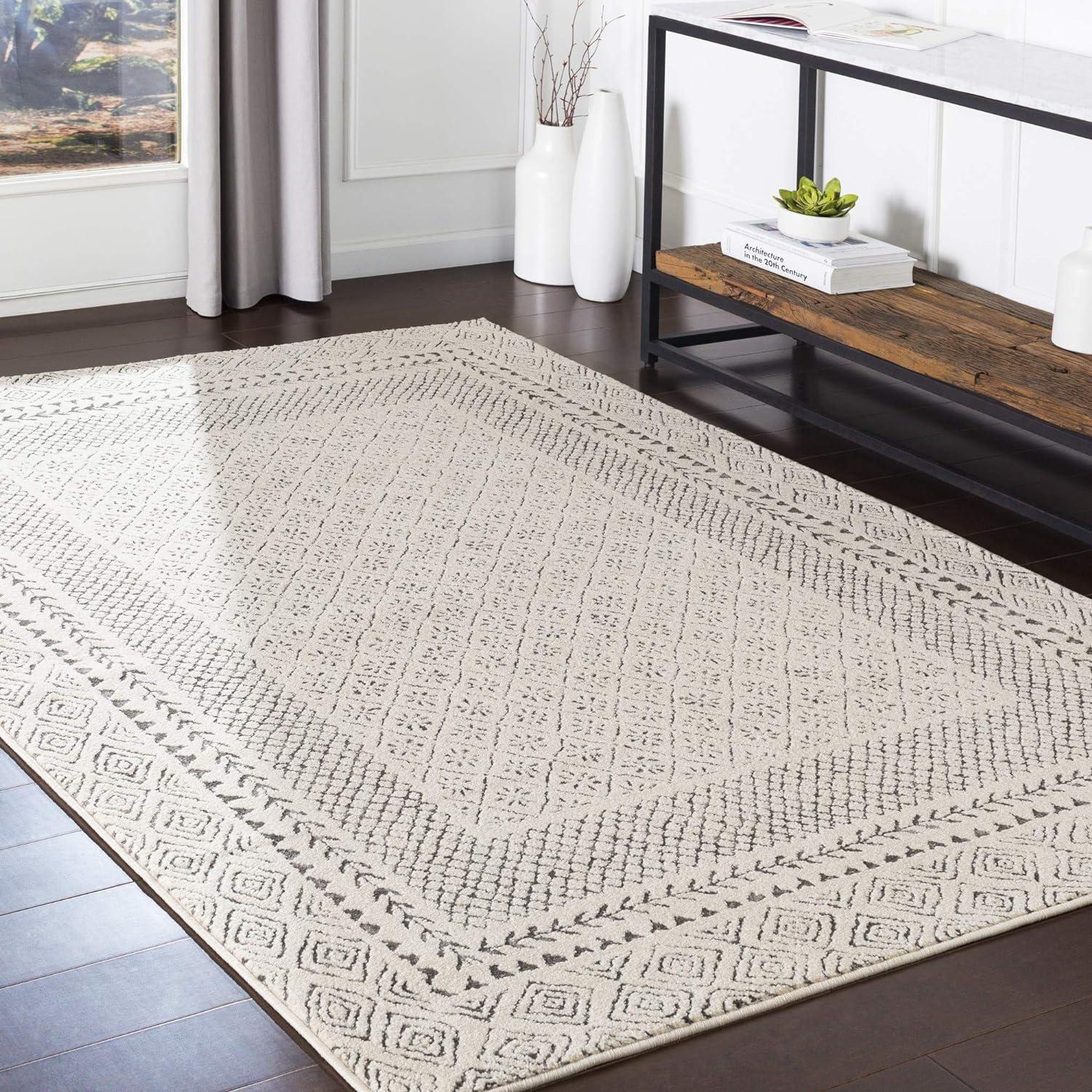 Grayson Farmhouse Rectangular Area Rug, Gray, 7'10" x 10'2"