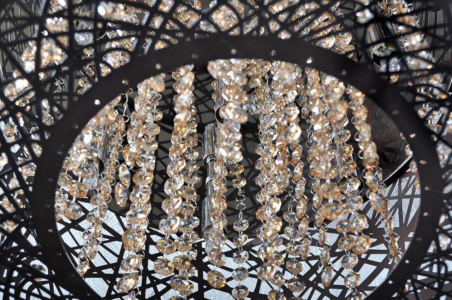 ET2 E21300-10BZ Inca 7 Light Bronze Flush Mount Ceiling Light in Without Bulb, Cognac - 16 in.