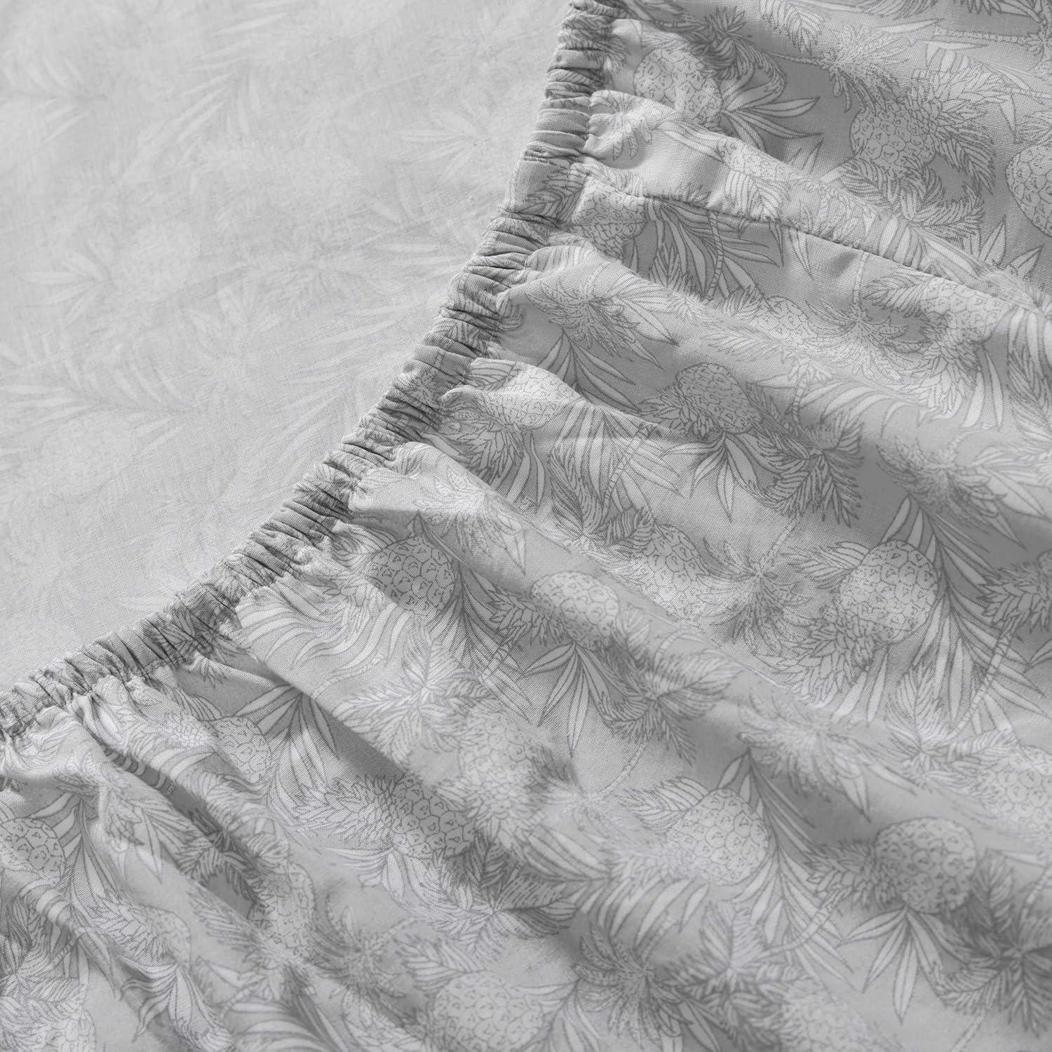 Gray Pineapple Print Cotton Percale Queen Sheet Set