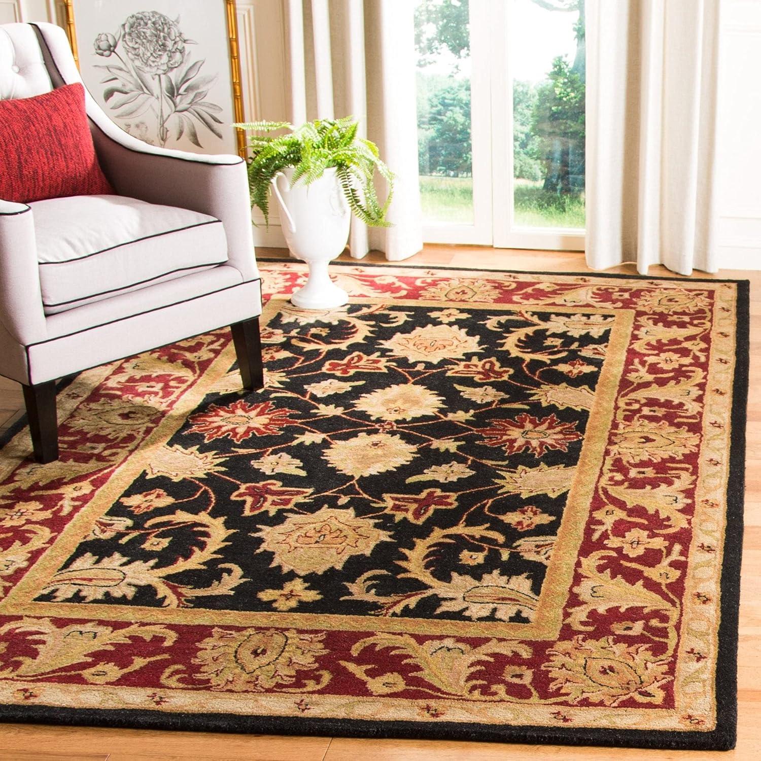 Classic CL244 Hand Tufted Area Rug - Black/Burgundy - 7'6"x9'6" - Safavieh.