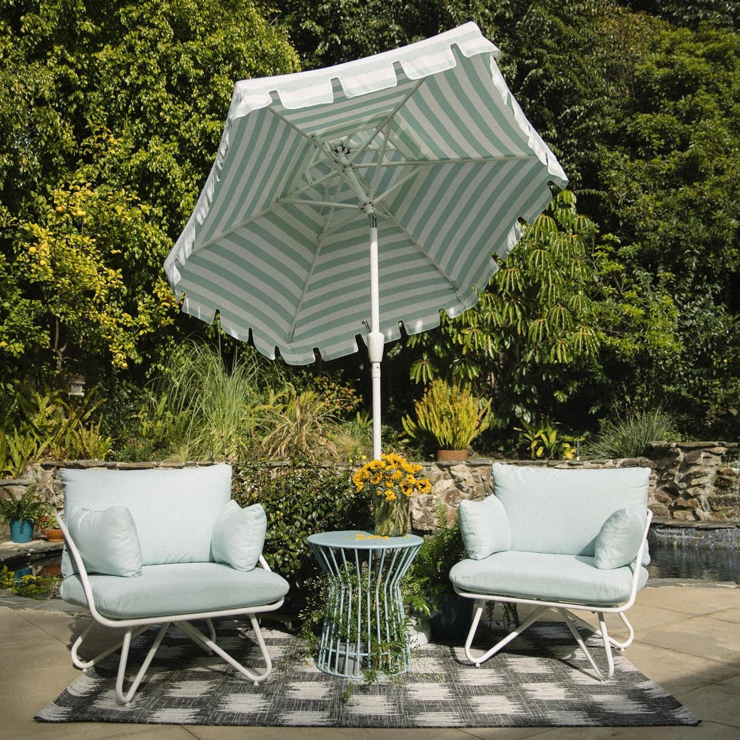 Teddi Powder Coated Steel Outdoor Lounge Chair with Cushions