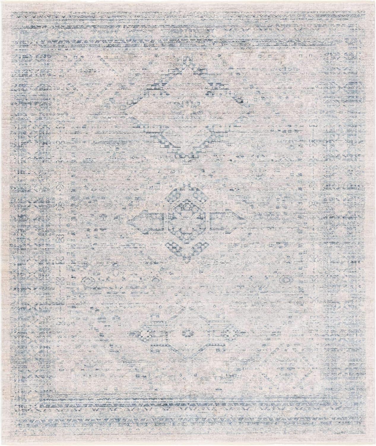 Elegant Gray 8' x 10' Synthetic Easy-Care Area Rug