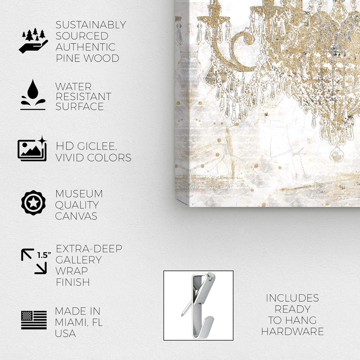 Oliver Gal Prints Fashion And Glam " Fashion And Glam White And Gold Chandelier " by Oliver Gal