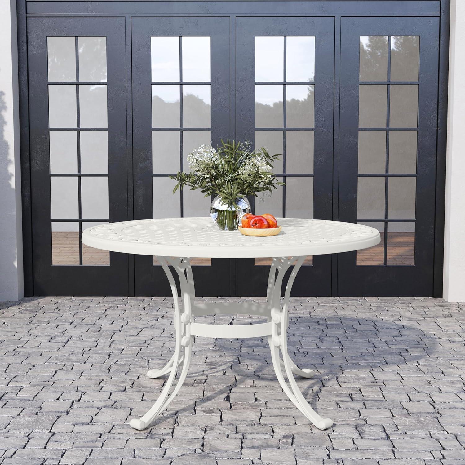 Homestyles Sanibel Aluminum Outdoor Dining Table in White