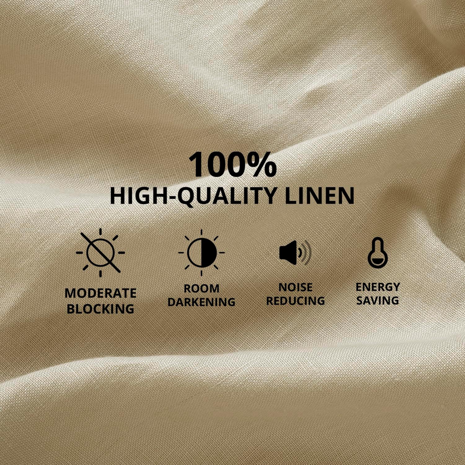 HPD HALF PRICE DRAPES French Linen Curtains 120 Inches Long Room Darkening Curtains for Bedroom & Living Room 50 X 120, (1 Panel), Walnut Beige