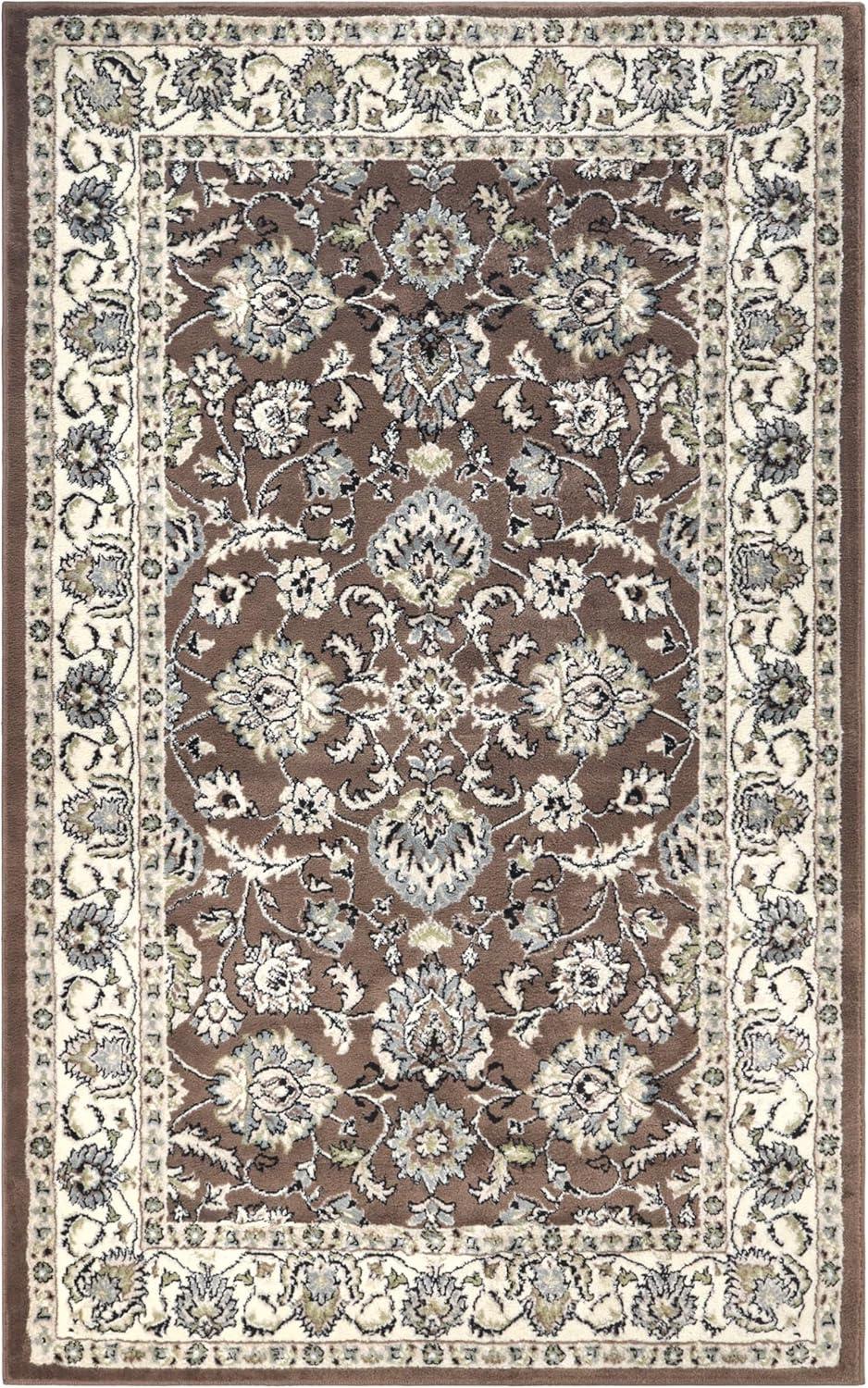 Superior Lille Traditional Floral Indoor Area Rug, 4' x 6', Brown