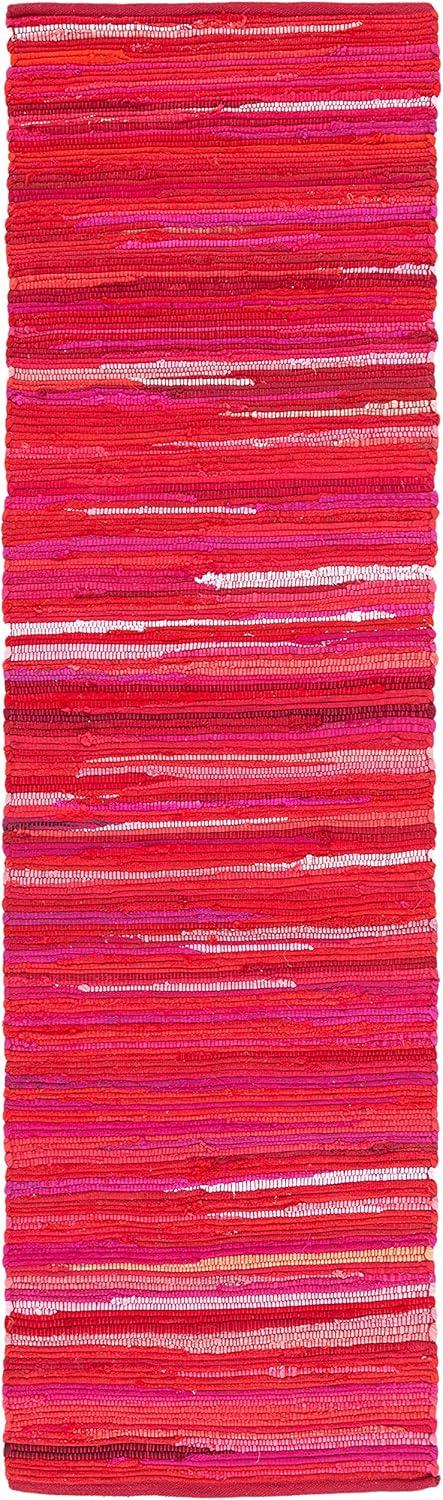 Rag Rug RAR130 Hand Woven Indoor Runner Rug - Red/Multi - 2'3"x12' - Safavieh.