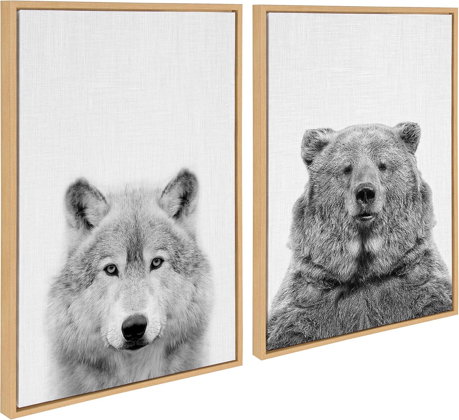 (Set of 2)  Sylvie Wolf Bear European Canvas Art Set by Simon Te - Kate & Laurel All Things Decor