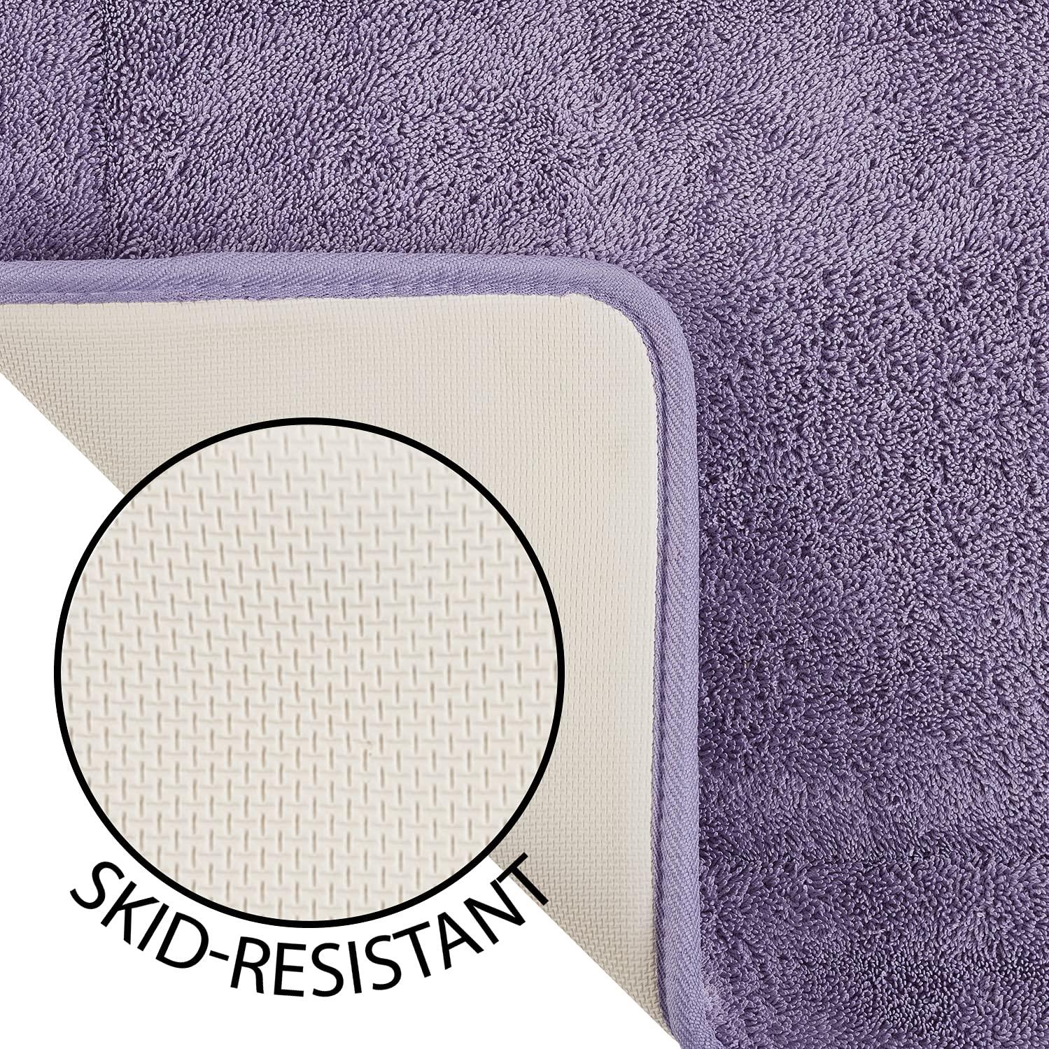 Wisteria Purple Terry Memory Foam Bath Mat Set