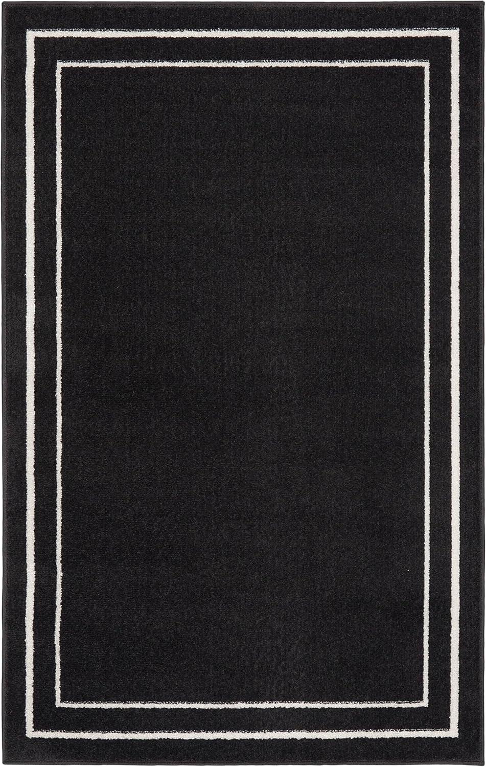 Essentials Black Ivory 3' x 5' Low-Profile Outdoor Rug