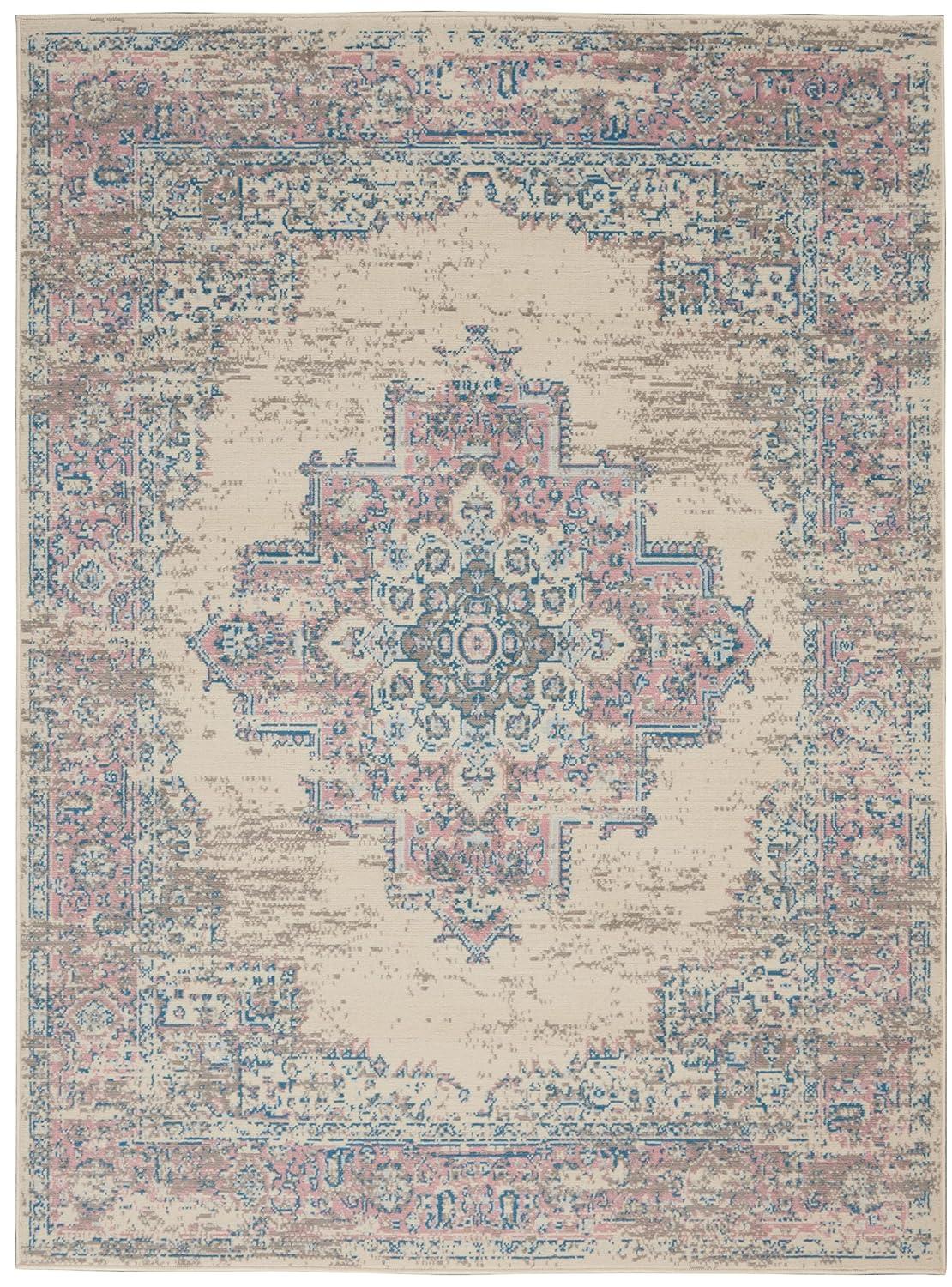 Nourison Grafix GRF14 Ivory/Pink Area Rug 3'9" x 5'9"