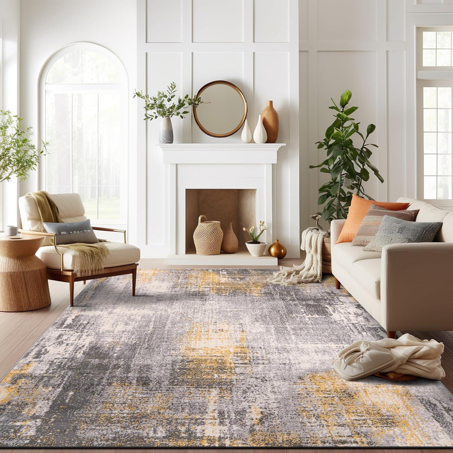 World Rug Gallery Dublin Contemporary Abstract Area Rug - Yellow 3'3"x5'