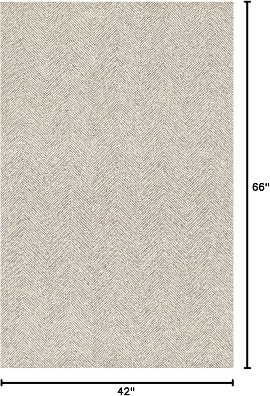 Wheaton Chevron Handmade Tufted Wool Taupe Area Rug