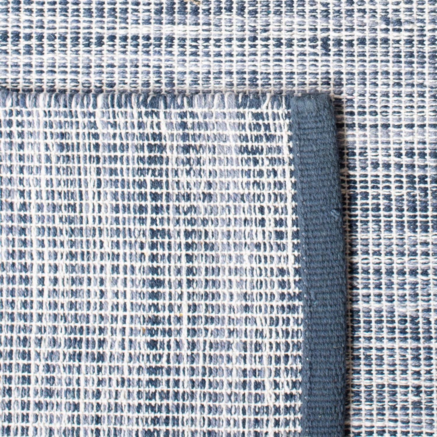 Montauk Navy Blue Handwoven Cotton Runner Rug