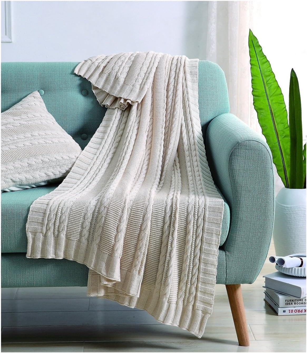 50"x70" Dublin Cable Knit Throw Blanket - VCNY